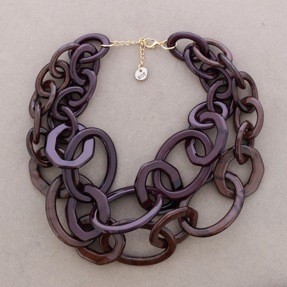 LONG TWO-TONE RESIN LINK NECKLACE