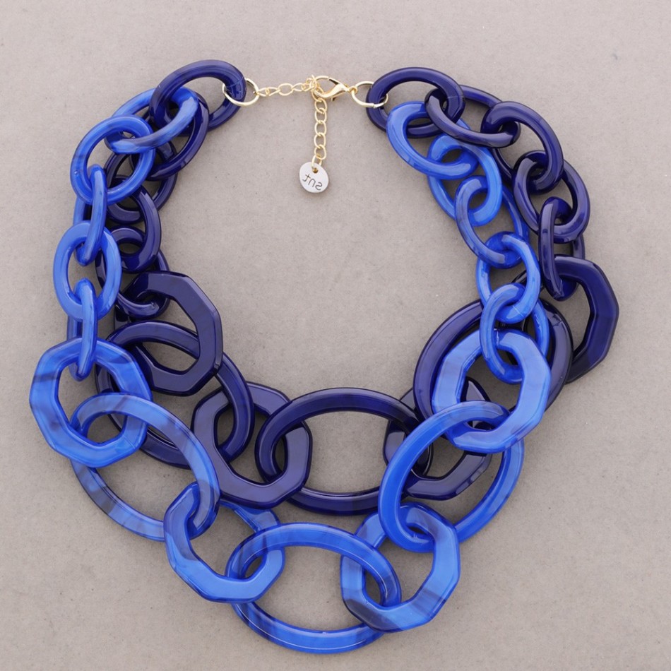 COLLAR LARGO ESLABONES BICOLOR RESINA
