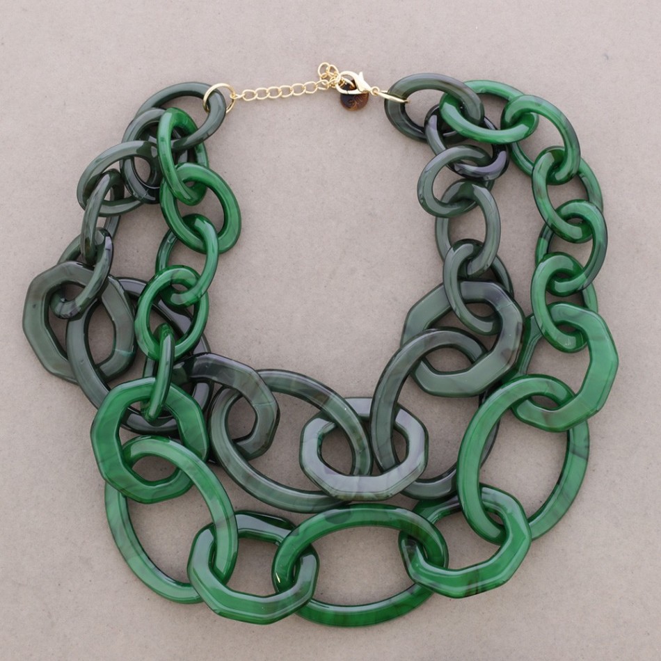 COLLAR LARGO ESLABONES BICOLOR RESINA