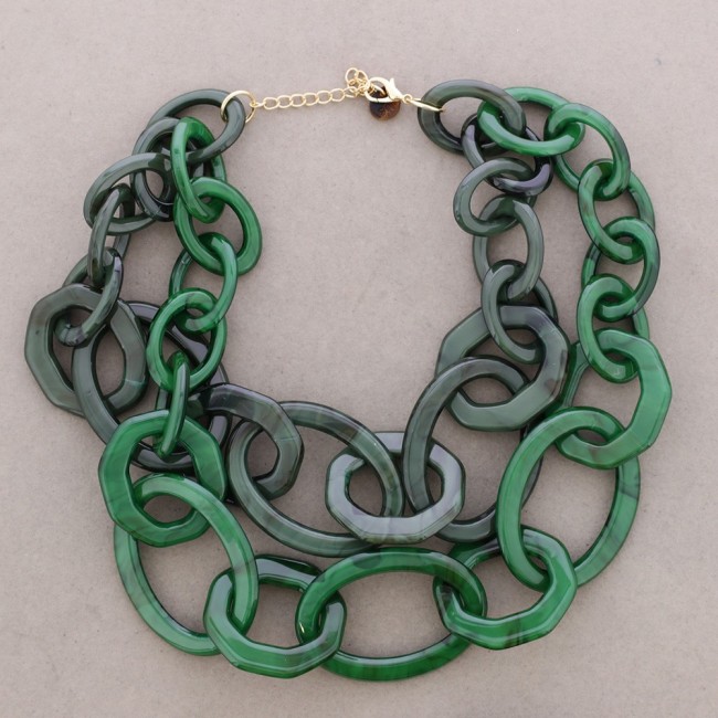 COLLAR LARGO ESLABONES BICOLOR RESINA