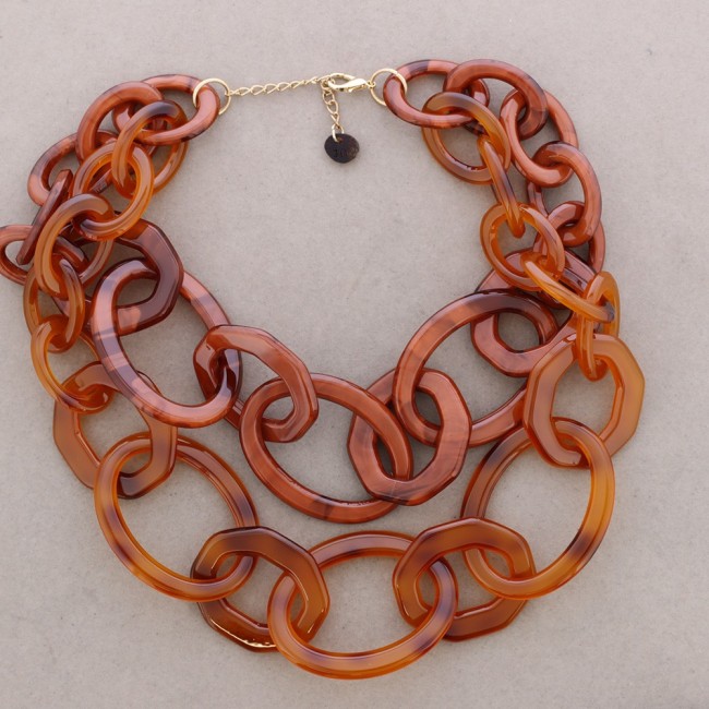 LONG TWO-TONE RESIN LINK NECKLACE