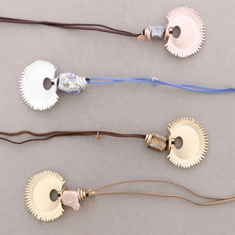 LONG NECKLACE METAL MEDAL PENDANT 2