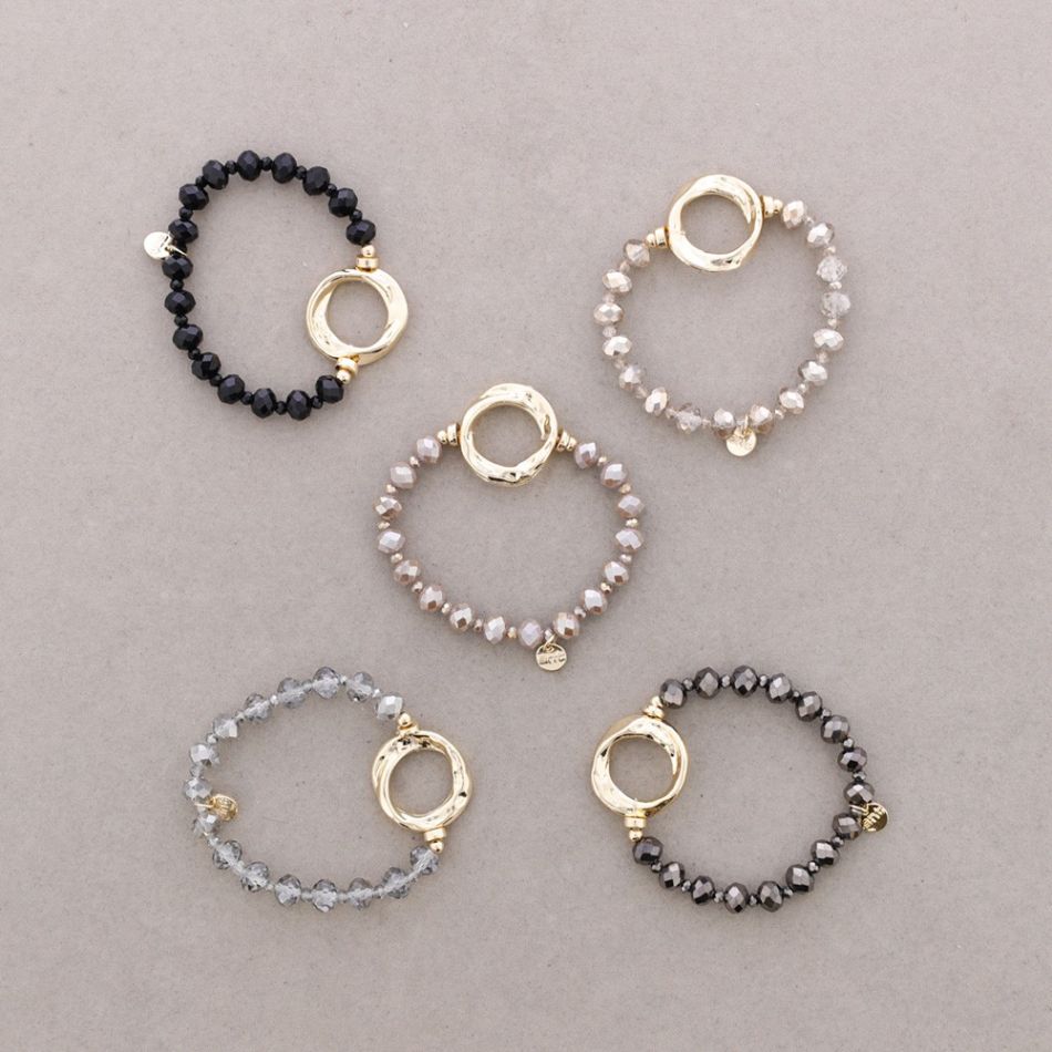 PULSERA ELÁSTICA CRISTALES ANILLA METAL
