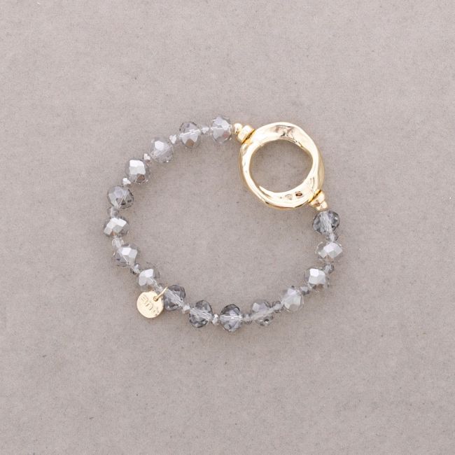 PULSERA ELÁSTICA CRISTALES ANILLA METAL