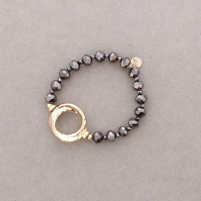 PULSERA ELÁSTICA CRISTALES ANILLA METAL