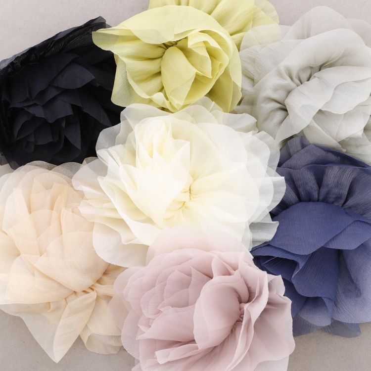 GATHERED FABRIC FLOWER BROOCH 20CM 2