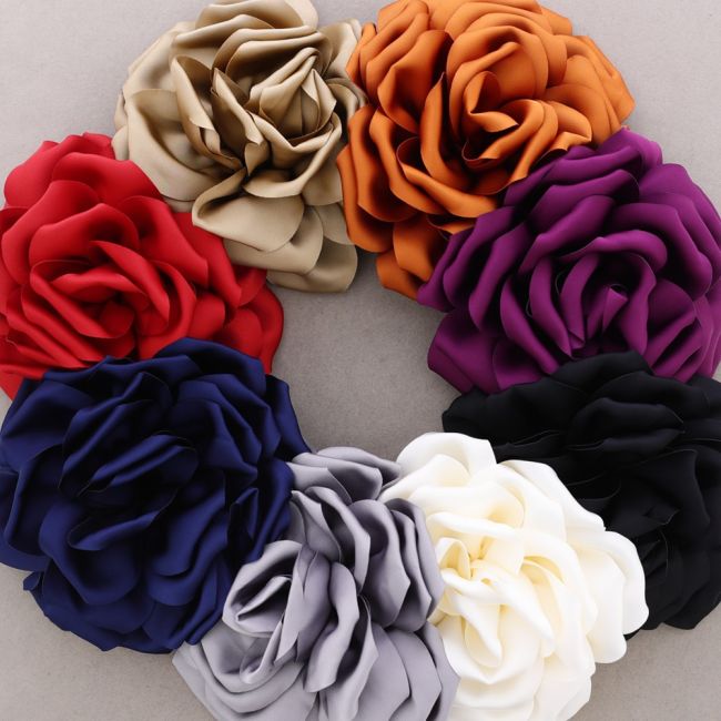 BROCHE FLOR TELA DOBLE CAPA 17CM