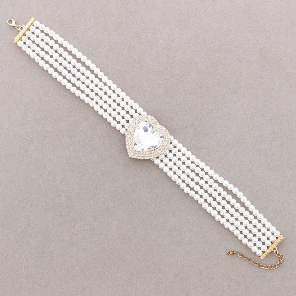 CHOKER 5 FILAS CORAZÓN BOLAS