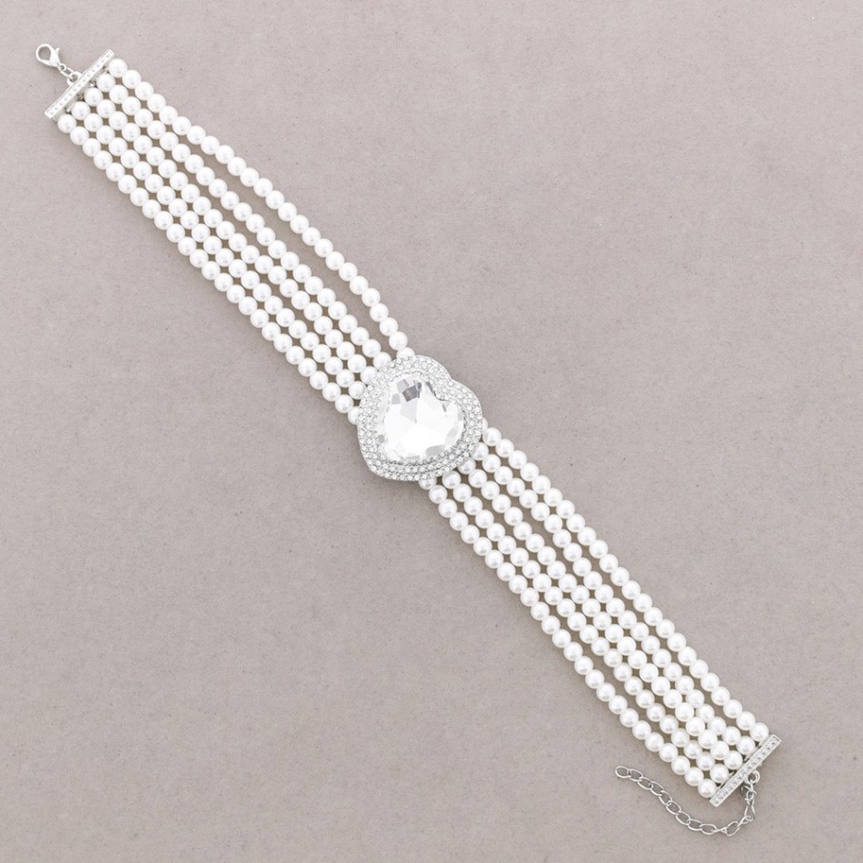 CHOKER 5 FILAS CORAZÓN BOLAS