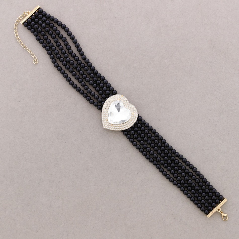 CHOKER 5 FILAS CORAZÓN BOLAS