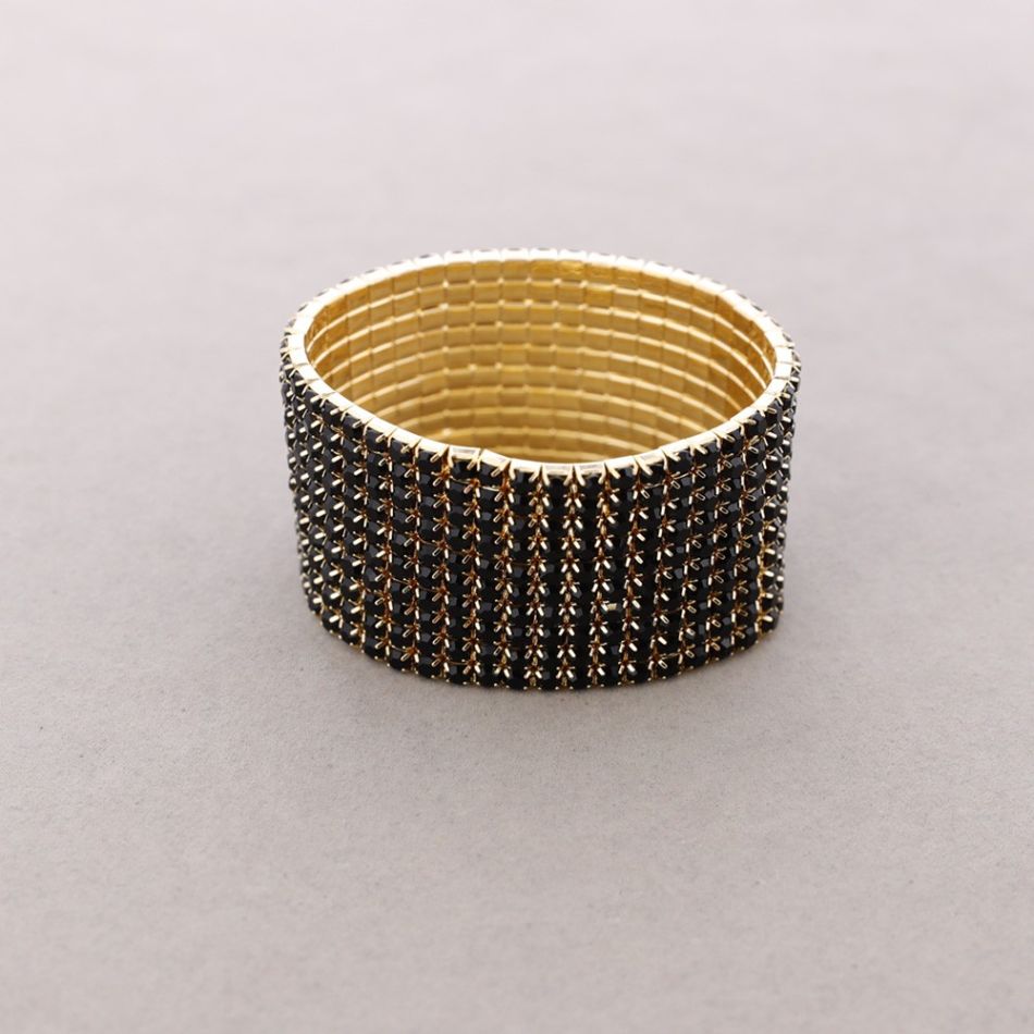 10-STRIP ELASTIC BRACELET WITH CRYSTALS
