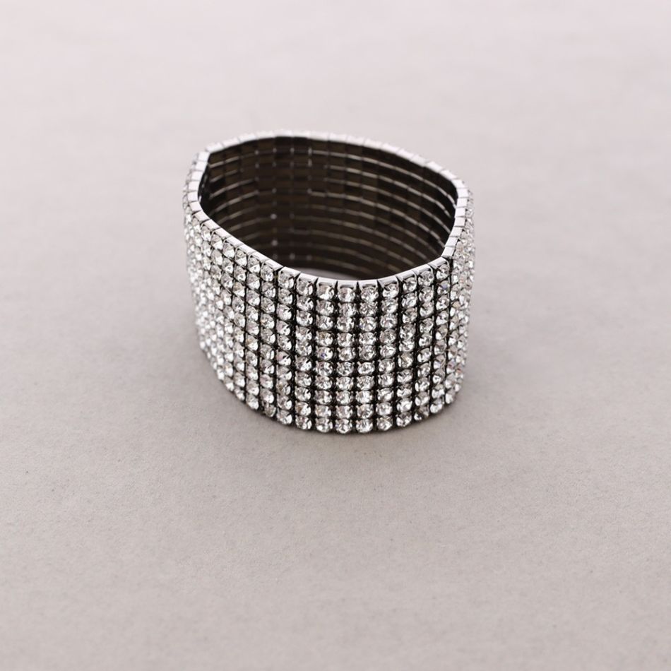 10-STRIP ELASTIC BRACELET WITH CRYSTALS