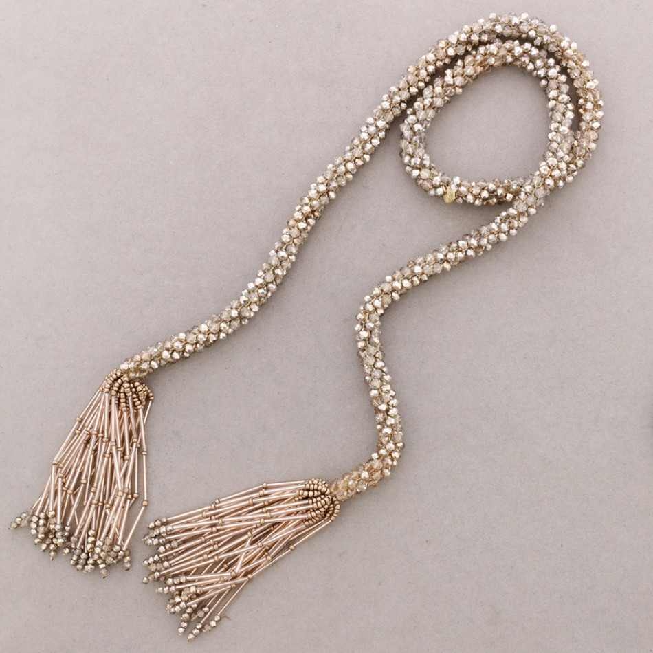 COLLAR LARGO ABIERTO CRISTALES ABALORIOS 126CM*6MM