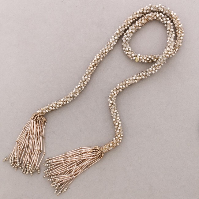 COLLAR LARGO ABIERTO CRISTALES ABALORIOS 126CM*6MM