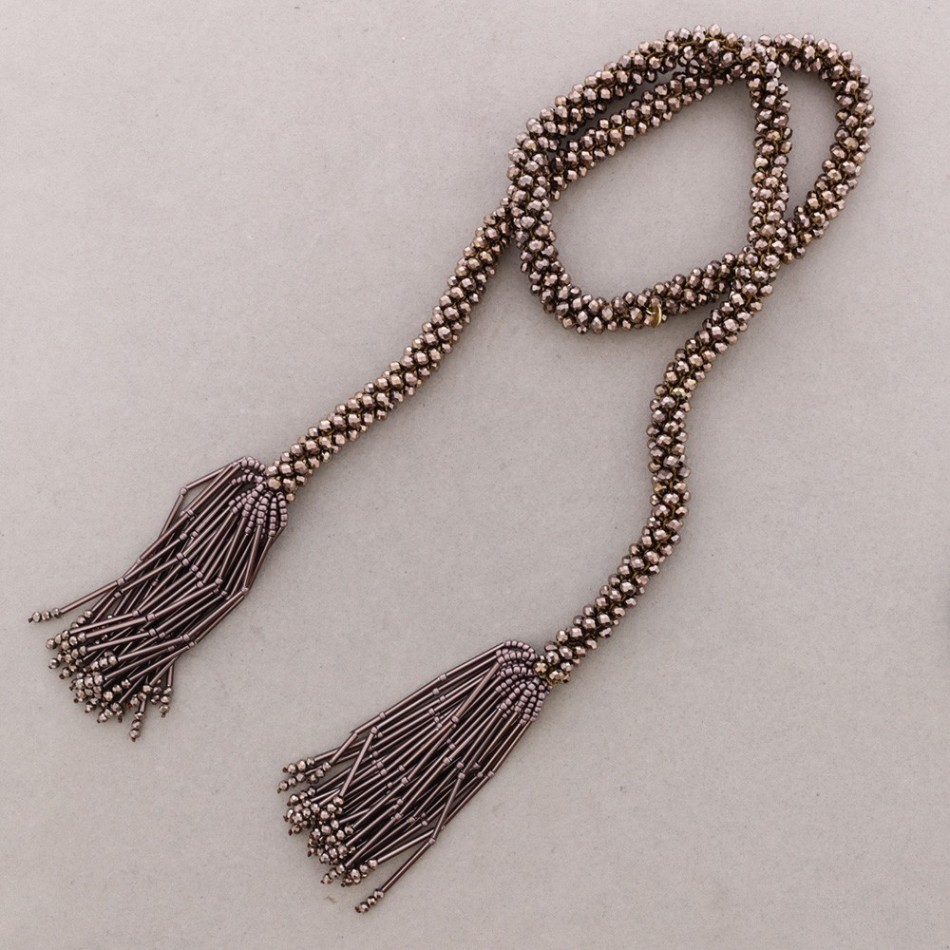 COLLAR LARGO ABIERTO CRISTALES ABALORIOS 126CM*6MM