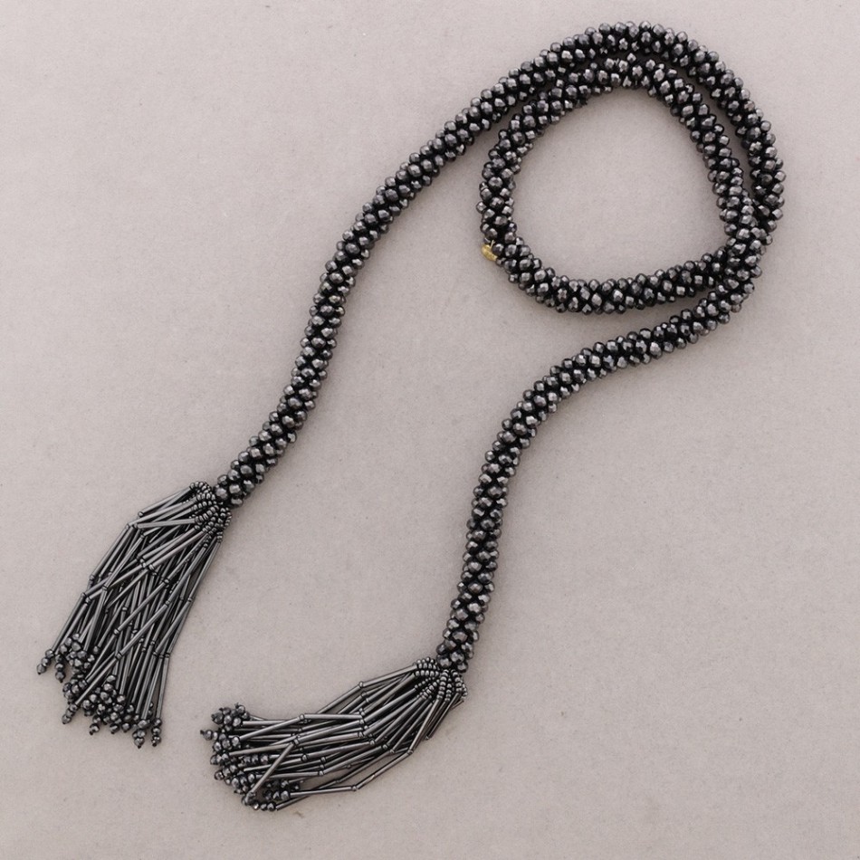 COLLAR LARGO ABIERTO CRISTALES ABALORIOS 126CM*6MM