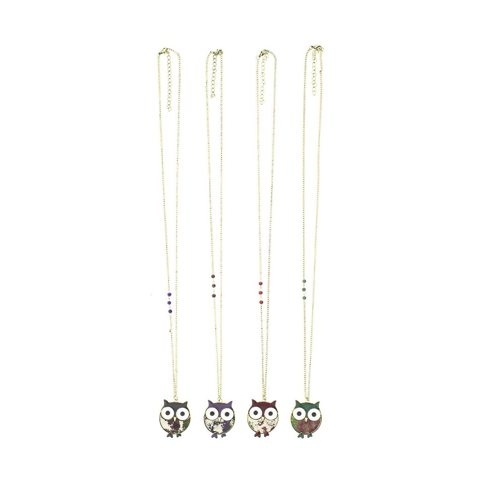 LONG NECKLACE WITH STAMPED METAL PENDANT