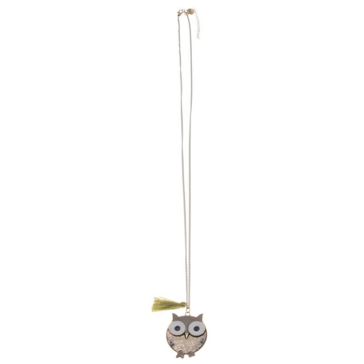 LONG NECKLACE WITH STAMPED METAL PENDANT 2