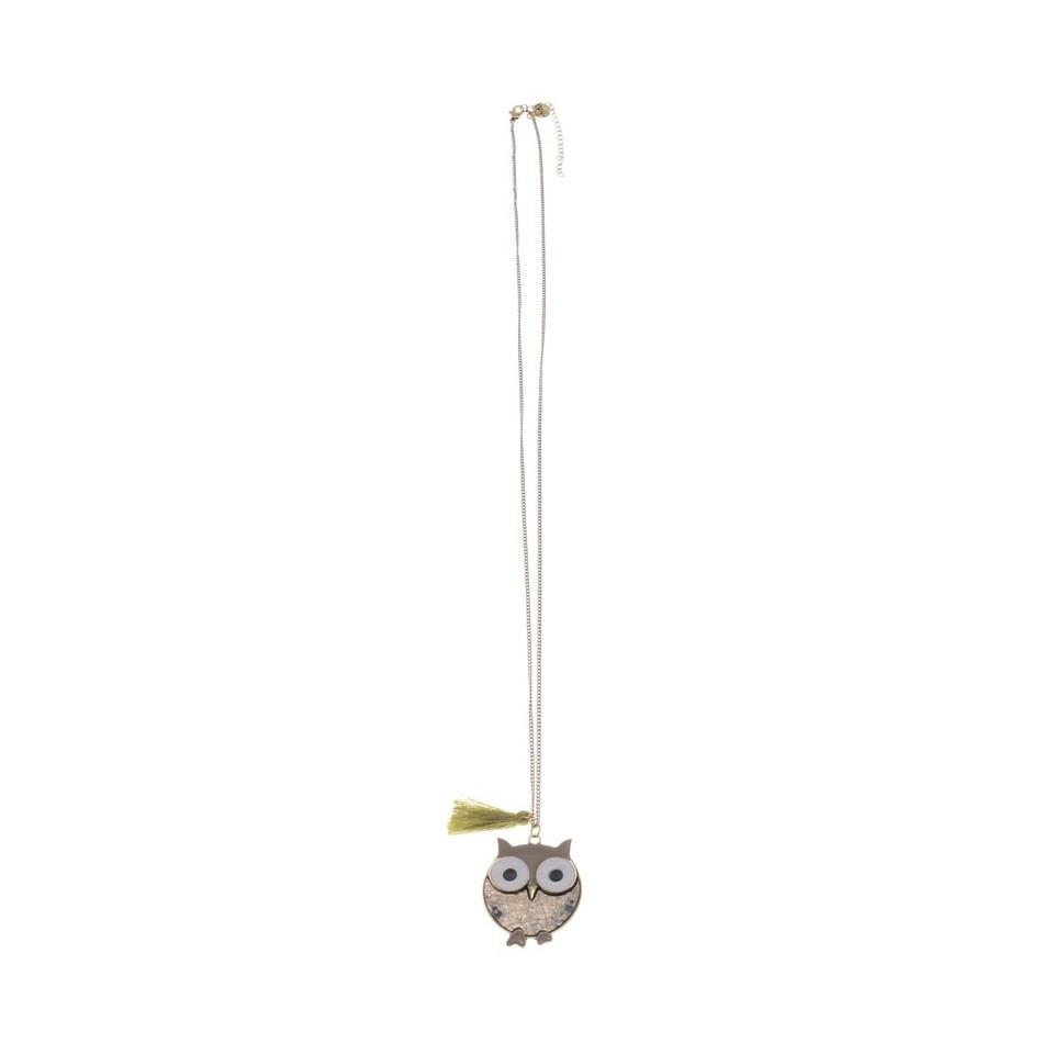 LONG NECKLACE WITH STAMPED METAL PENDANT