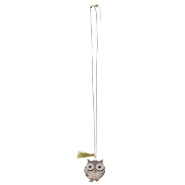 LONG NECKLACE WITH STAMPED METAL PENDANT