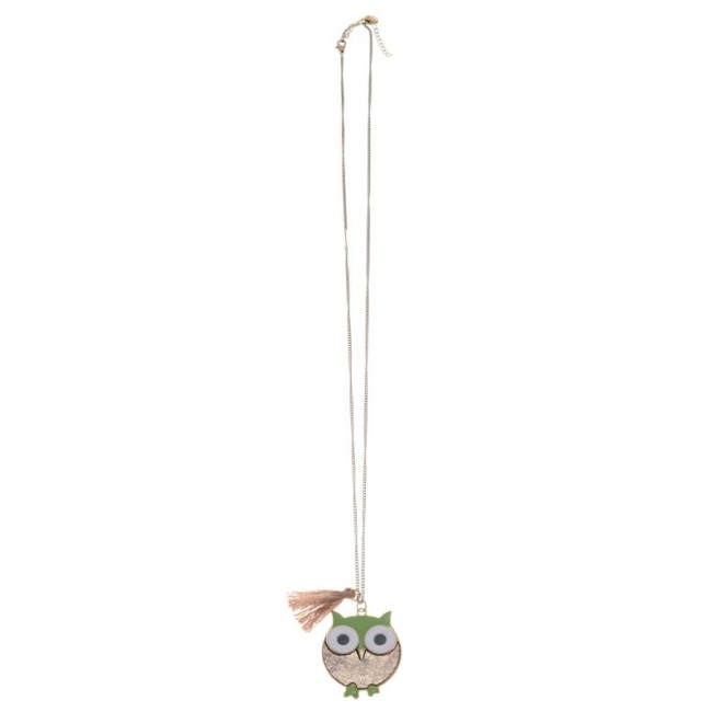 LONG NECKLACE WITH STAMPED METAL PENDANT