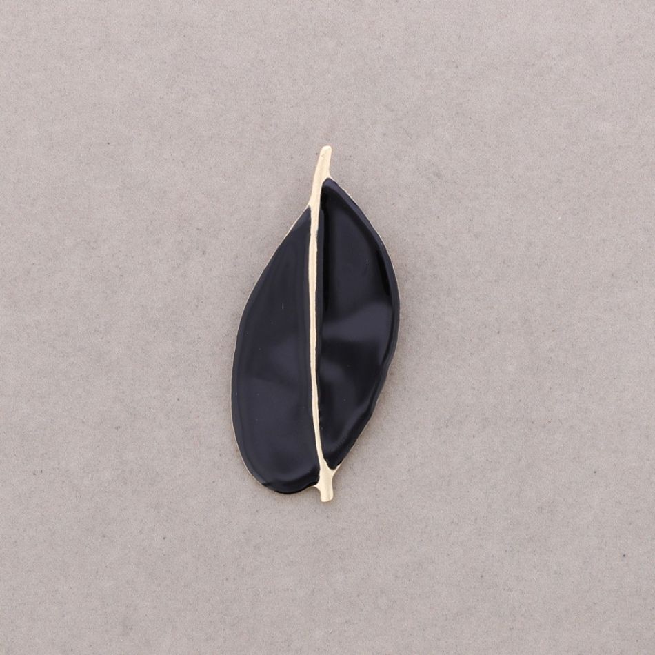 METAL ENAMEL LEAF BROOCH