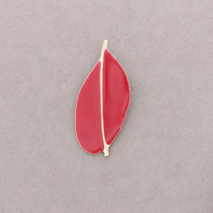 METAL ENAMEL LEAF BROOCH 2
