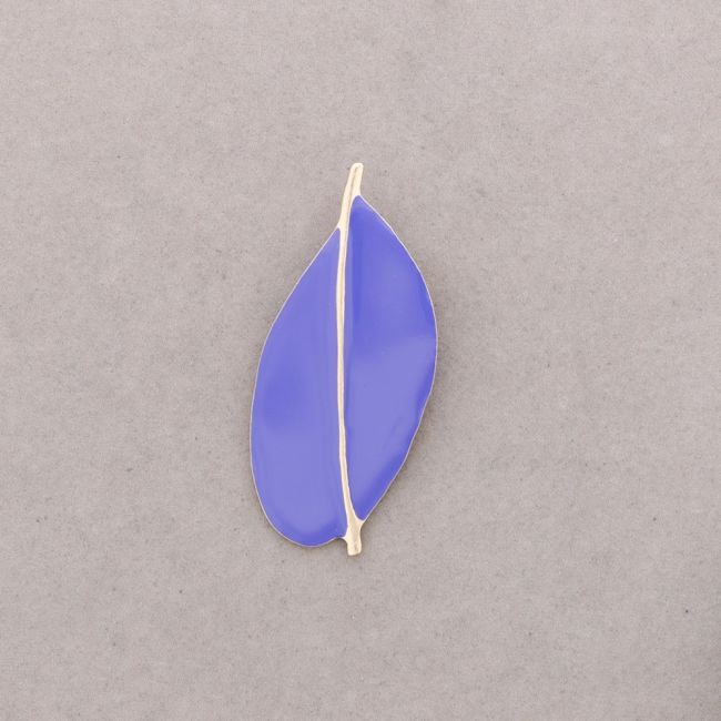 METAL ENAMEL LEAF BROOCH