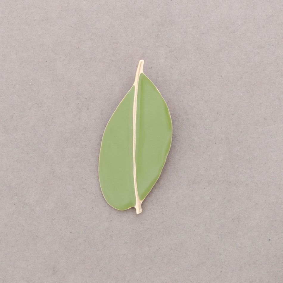 METAL ENAMEL LEAF BROOCH