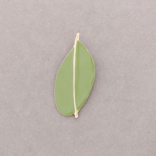 METAL ENAMEL LEAF BROOCH