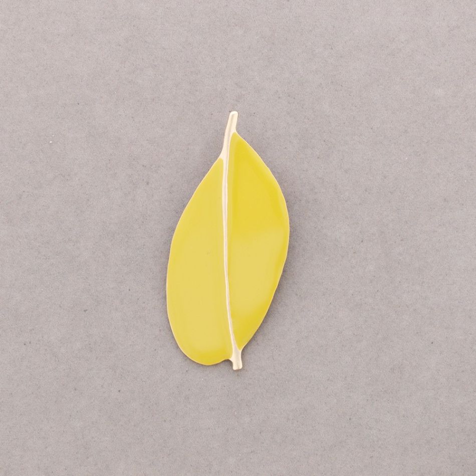 METAL ENAMEL LEAF BROOCH