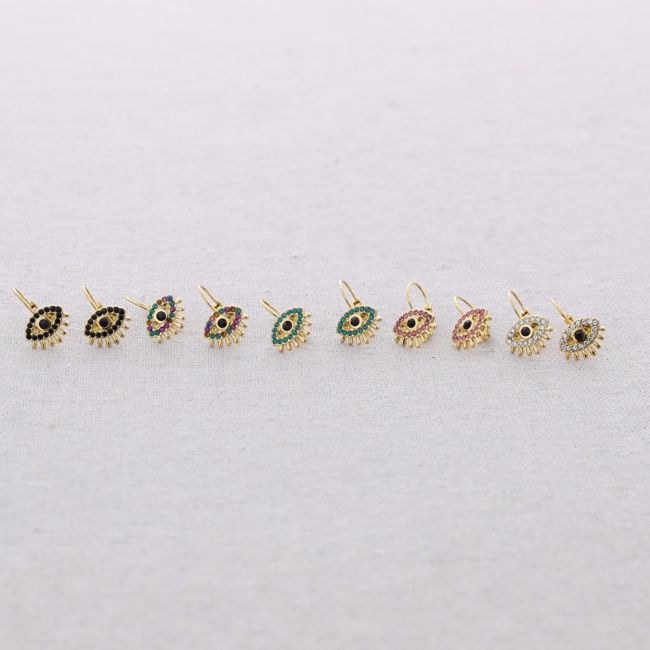 PENDIENTES ACERO OJO TURCO CRISTALES