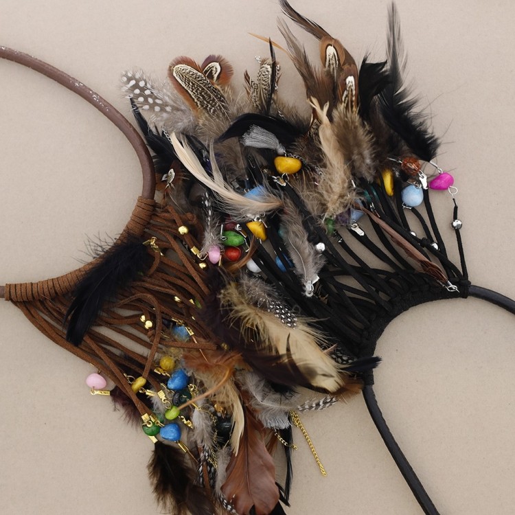 GARGANTILLA COLGANTES CUENTAS PLUMAS 2