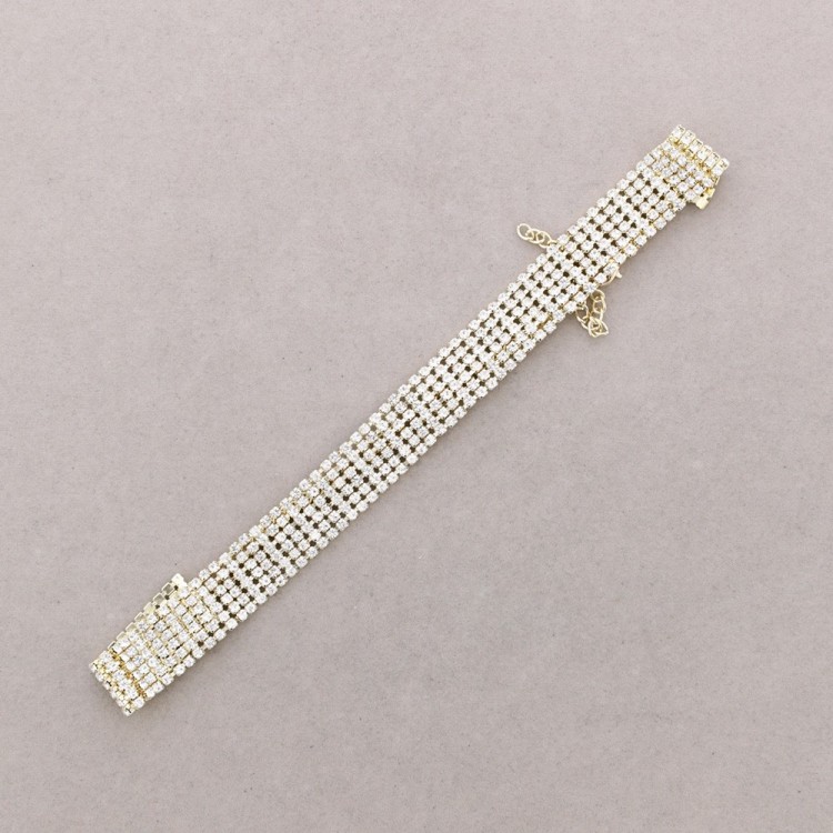 CHOKER 6 FILAS METAL CRISTALES