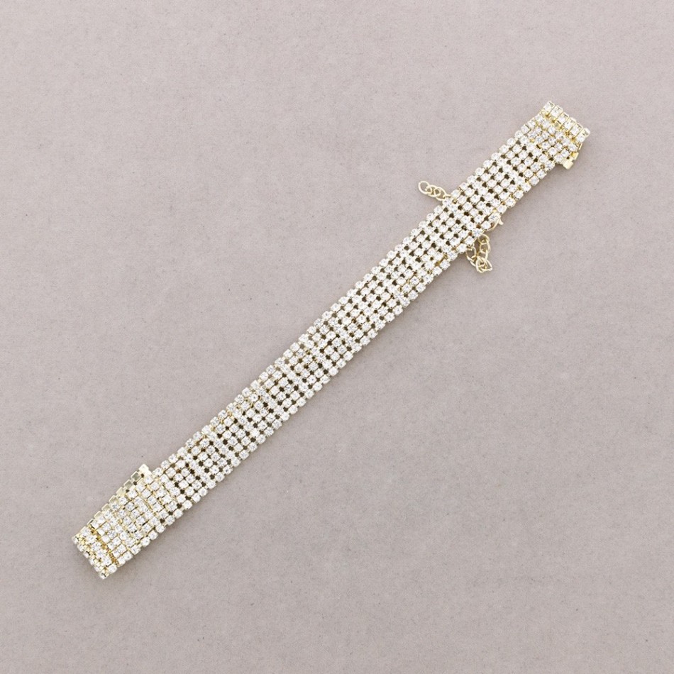 CHOKER 6 FILAS METAL CRISTALES