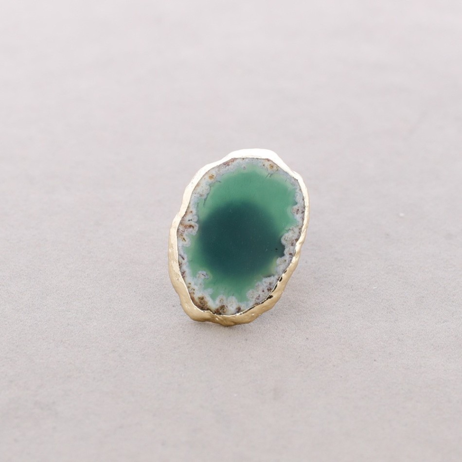 BRONZE RING WITH IRREGULAR STONE