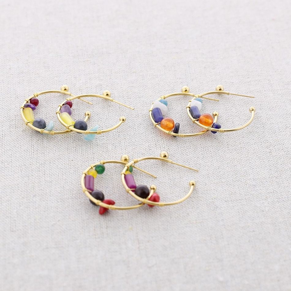 PENDIENTES ACERO ARO PIEDRAS