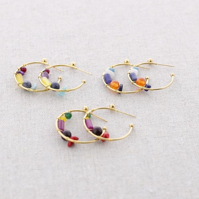 PENDIENTES ACERO ARO PIEDRAS