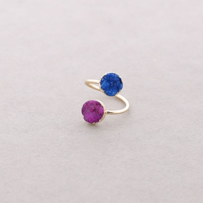 BRONZE DOUBLE STONE DRUSE RING