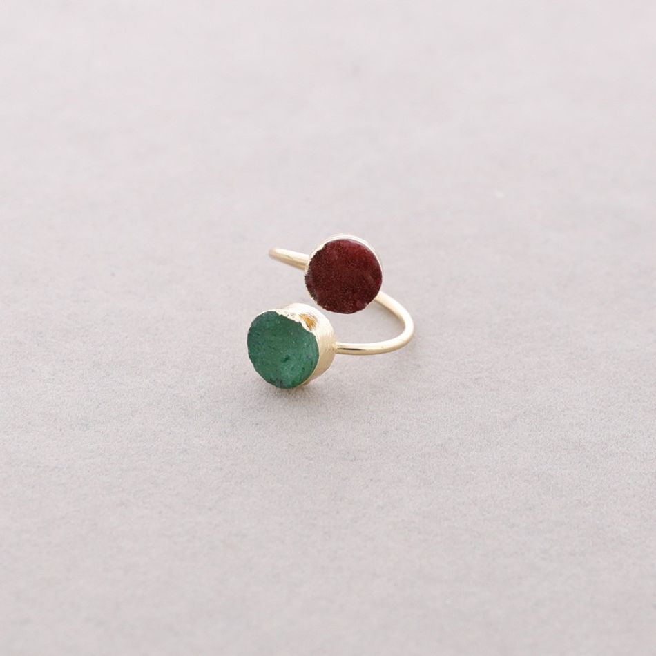 BRONZE DOUBLE STONE DRUSE RING