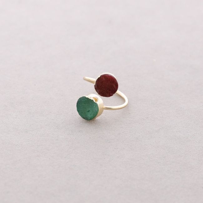 BRONZE DOUBLE STONE DRUSE RING