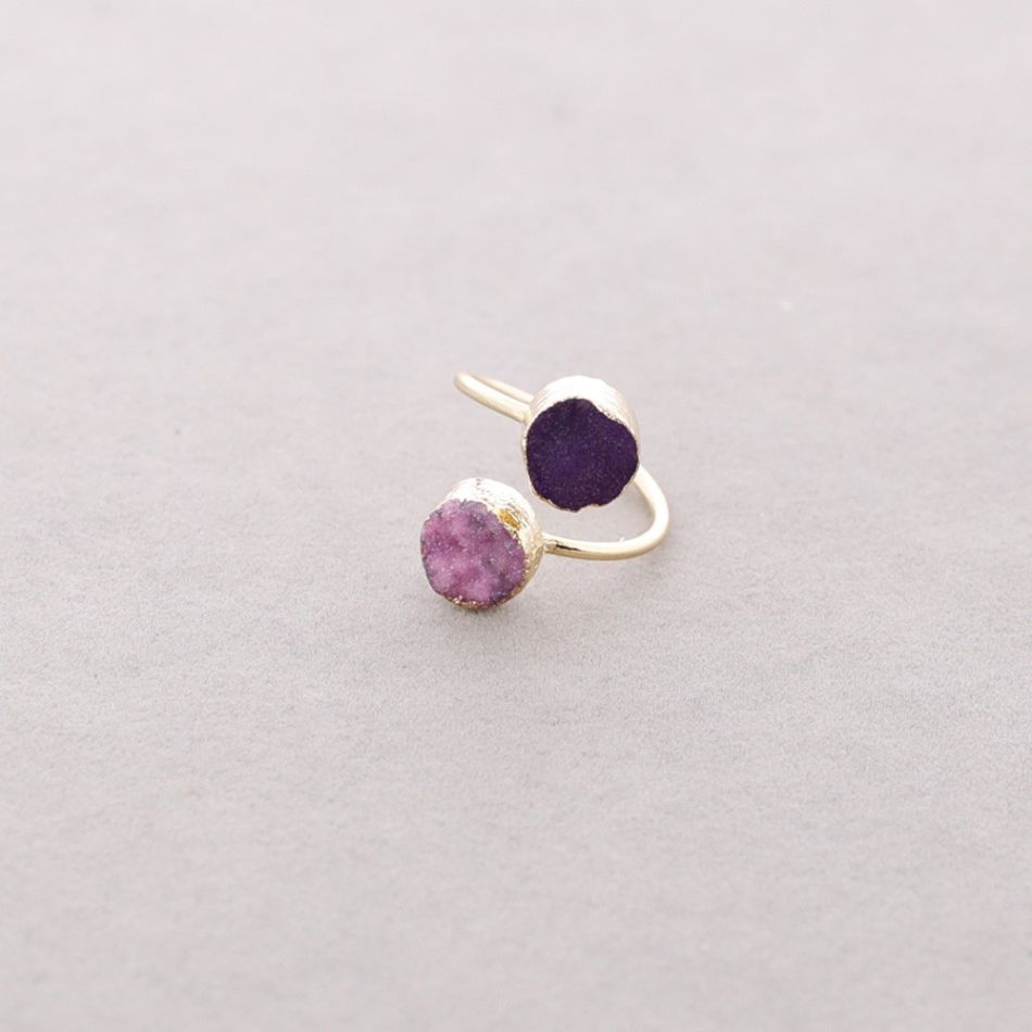 BRONZE DOUBLE STONE DRUSE RING