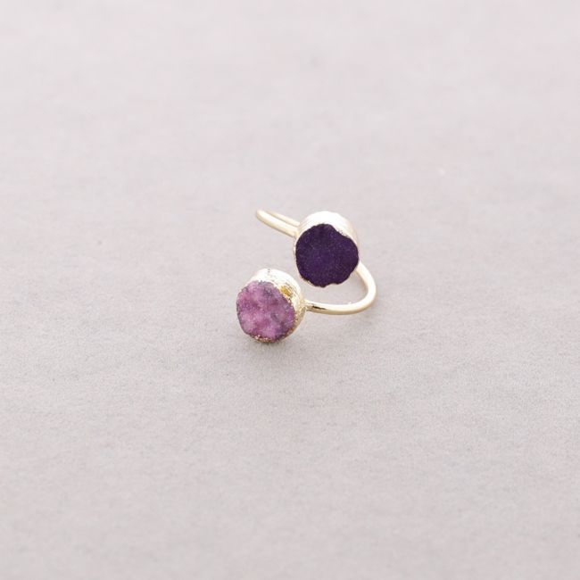 BRONZE DOUBLE STONE DRUSE RING
