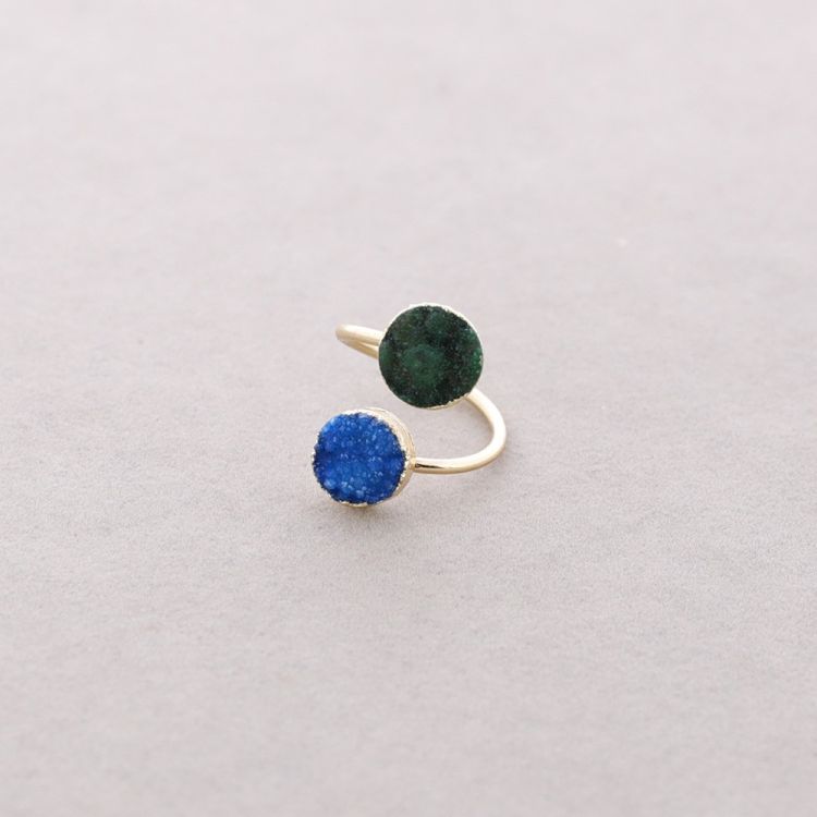 BRONZE DOUBLE STONE DRUSE RING