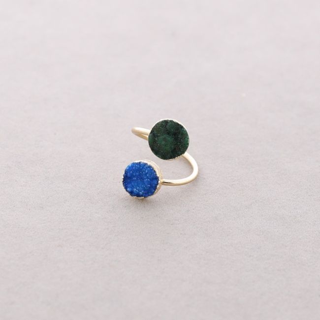 BRONZE DOUBLE STONE DRUSE RING