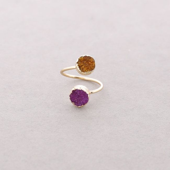 BRONZE DOUBLE STONE DRUSE RING