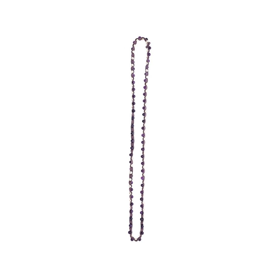 LONG TUBE NECKLACE WITH METAL IMITATION BEADS STONES