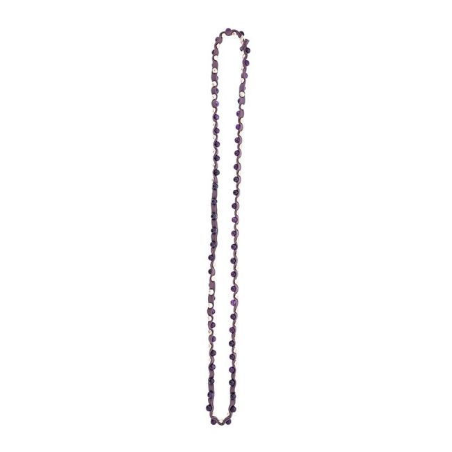 LONG TUBE NECKLACE WITH METAL IMITATION BEADS STONES