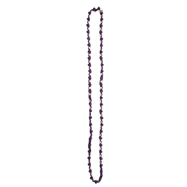 LONG TUBE NECKLACE WITH METAL IMITATION BEADS STONES
