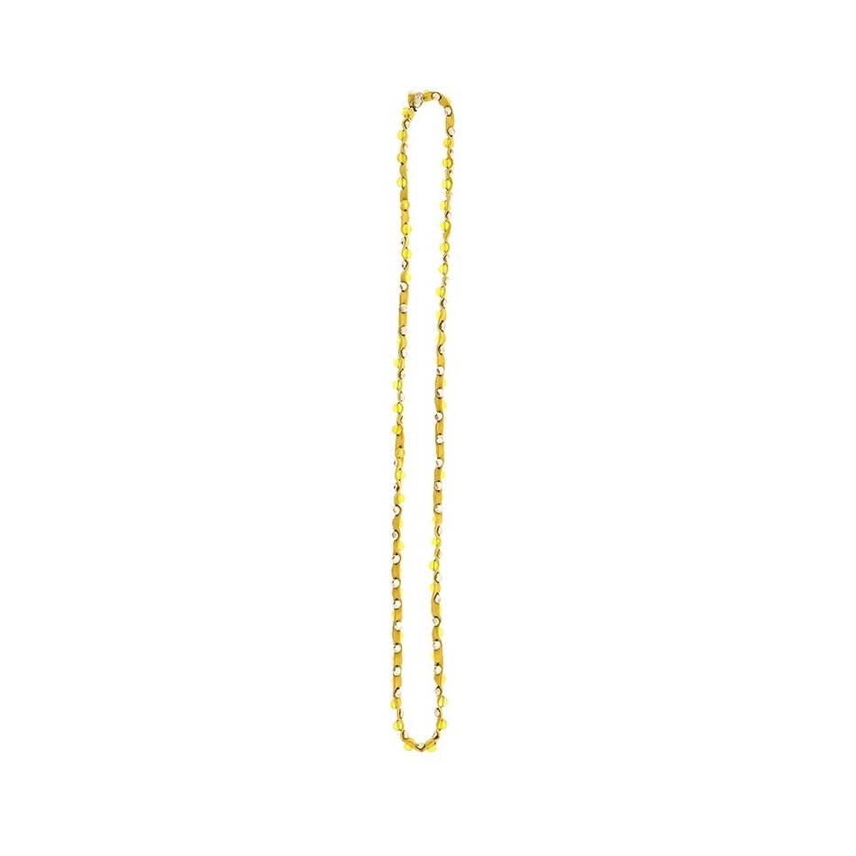 LONG TUBE NECKLACE WITH METAL IMITATION BEADS STONES